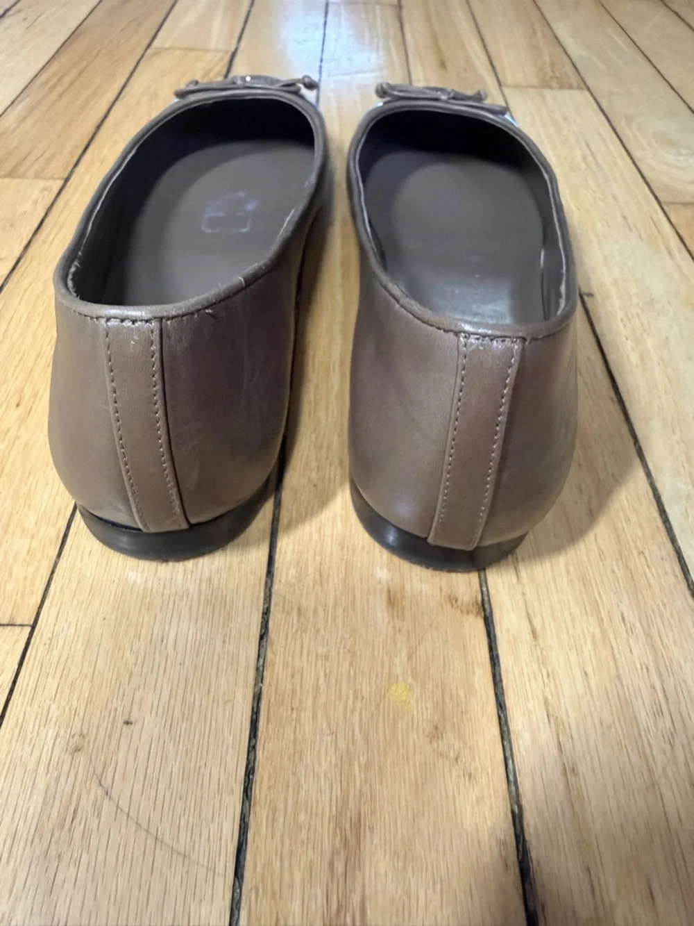 Tory Burch Women's Brown Ballet Flats with Metallic Toe - Picture 3 of 5